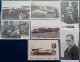 Postcards, Transport, a selection of 7 RPs of UK land and water speed record holders. Includes Major