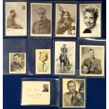 Autographs, Cinema, a mixed collection of 10 mainly signed photographs of cinema stars (postcards