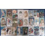 Postcards, Victorian Greetings, a collection of 75+ cards to include gilded and embossed,