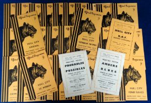 Football programmes, Hull City Homes 1953/54, 34 programmes including Probables v Possibles,