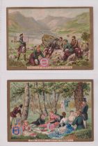 Trade cards, Huntley & Palmer, Scenes with Biscuits HUN-270, set P12 cards (slightly grubby backs, a