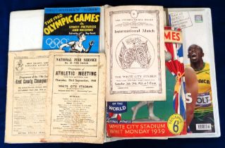 Athletics programmes & magazines, a collection of approx. 20 items 1930's onwards inc. GB v France