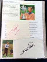 Golf autographs, a folder containing a number of original Golf signatures, mostly on individual