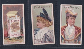 Cigarette cards, F J Smith Advertisement cards, 3 cards, Garden Party Packet, Beauty Bright Flake