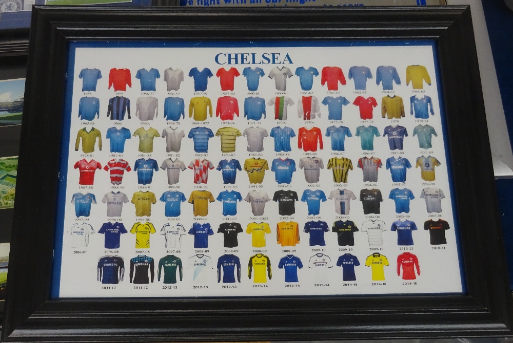 Football collectables, Chelsea FC, 6 framed and glazed items including large Mirror, Poster of - Image 2 of 3