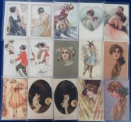 Postcards, Glamour, an Italian illustrated glamour mix of approx. 28 cards. Artists include T