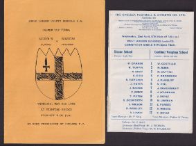 Football programmes, Chelsea FC, two Schools' Programmes for matches played at Stamford Bridge,