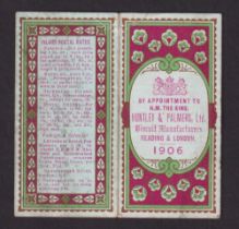 Trade card, Huntley & Palmers, Calendar Card for 1906, four page fold-over issue (slight marks to