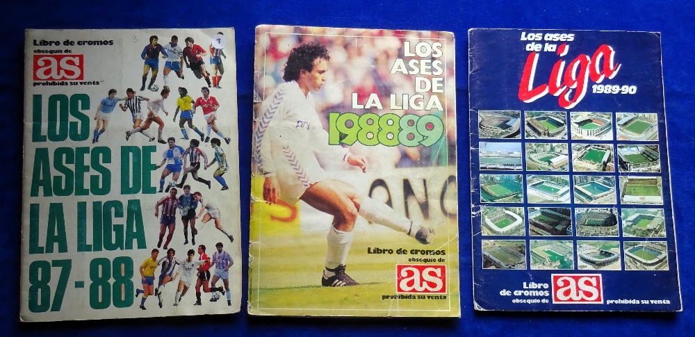 Trade card sticker albums, Football, 3 completed Sticker Albums, all Spanish League, issued by Libro