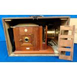 Collectables, a Victorian brass and mahogany Model C Challenge magic lantern projector by J. Lizars,