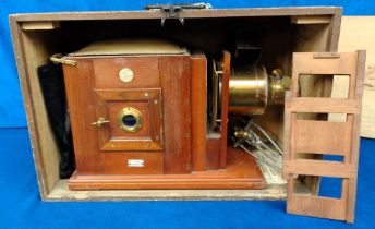 Collectables, a Victorian brass and mahogany Model C Challenge magic lantern projector by J. Lizars,