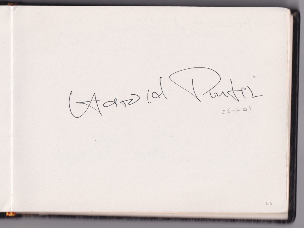 Autograph Book, containing a broad selection of signatures to include The Arts: Diana Rigg, Trevor