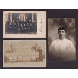 Football postcards, 3 cards, Bury FC, Team Group and officials (RP, undated but postally used 1910),