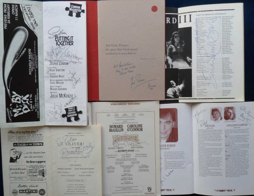 Autographs, Theatre, a selection of 10 souvenir theatre programmes, all with signatures inc. 50th
