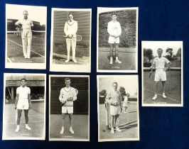 Tennis postcards, selection of postcards & plain back cards, two postcards by Trim of Wimbledon, one