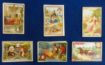 Trade cards, Liebig, six German edition sets, French Provinces V S533, Famous Sculptors S534, The