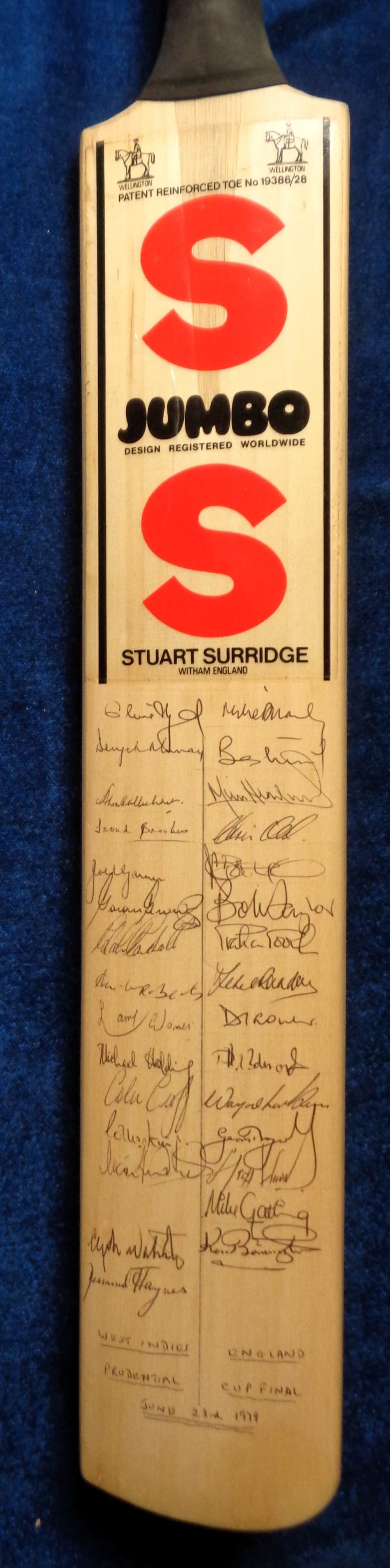Cricket autographs, a Stuart Surridge bat complete with signatures from the West Indies v England