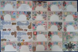 Postcards, Stamp, Coin and Heraldic cards, a collection of 99 colourful cards (gd)