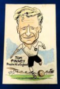 Original artwork, Tom Finney, Preston North End & England, by Mickey Durling, 1956. Durling was a