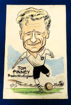 Original artwork, Tom Finney, Preston North End & England, by Mickey Durling, 1956. Durling was a