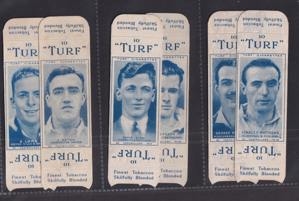 Cigarette cards, Carreras, Turf Slides, Footballers (set, 50 cards) all on uncut '10' cigarette