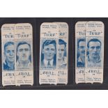 Cigarette cards, Carreras, Turf Slides, Footballers (set, 50 cards) all on uncut '10' cigarette