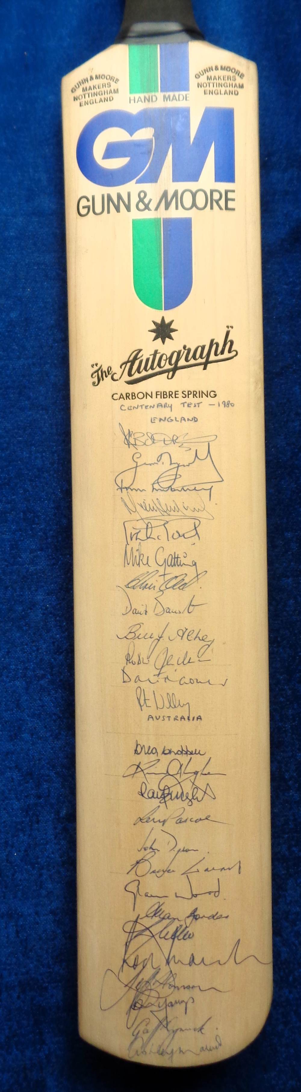Cricket autographs, England & Australia, a Gunn & Moore cricket bat complete with original
