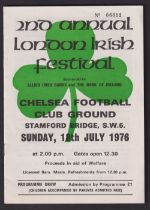 Football programme, Chelsea FC, Second Annual London Irish Festival played at Stamford Bridge 18