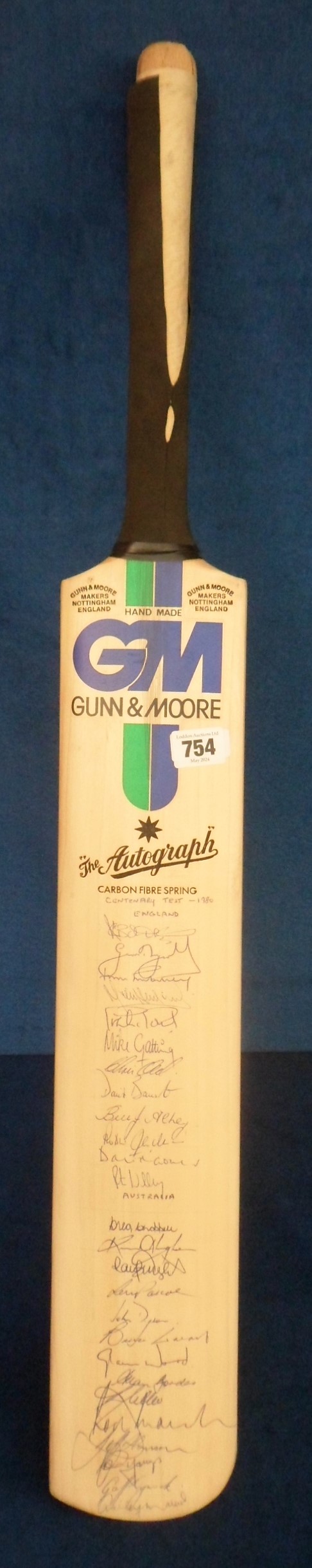 Cricket autographs, England & Australia, a Gunn & Moore cricket bat complete with original - Image 2 of 5