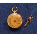 Collectables, Watch, Ladies 18K Gold Victorian Pocket Watch with key, inscribed inside 'M.J. Barrett