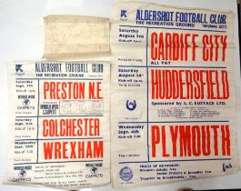 Football posters, two 1970's Aldershot Football Posters, one covering games against Cardiff City,