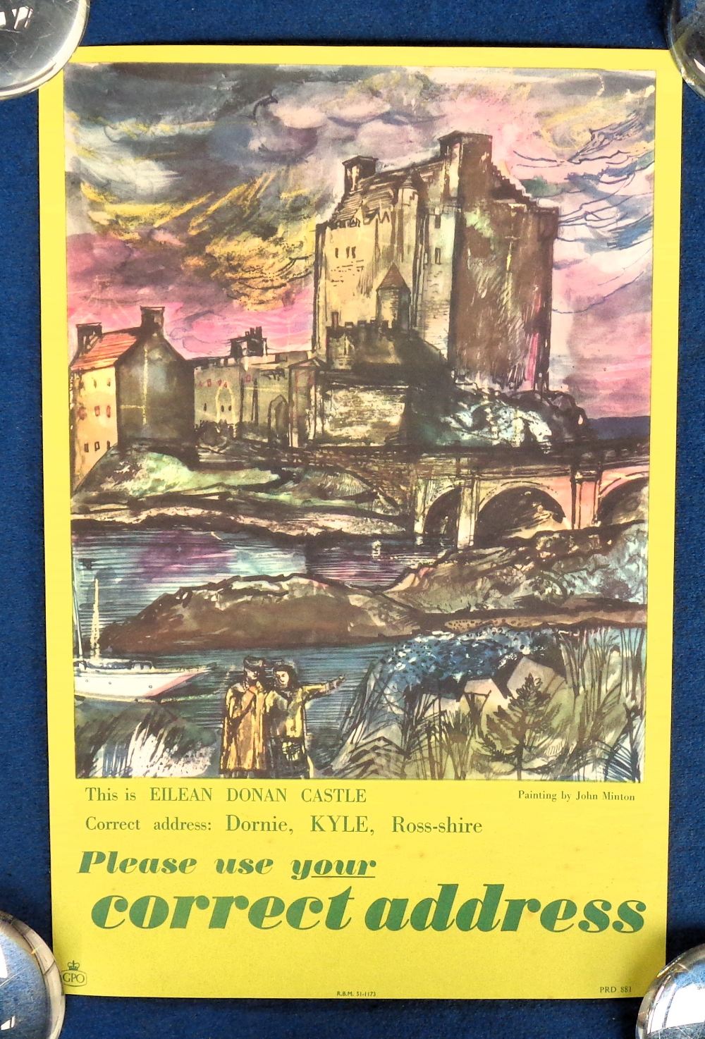 Collectables, Poster, original lithograph poster with artwork by John Minton, depicting Eilean Donan