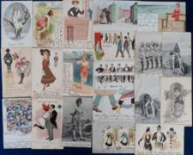Postcards, Glamour, a collection of 229 cards to include Nudes, Art Nouveau, comic etc. fair/gd