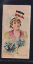 Cigarette card, J B Johnson, type card, National Flags & Flowers, Cornflower Germany (horizontal