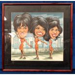Original Artwork, Trist (Geoff Tristram), a framed and glazed painting of Diana Ross and The