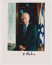 Autograph, Yitzhak Rabin (1922 - assassinated 1995) Prime Minister of Israel, a 7 x 9" signed colour