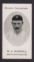 Cigarette card, Taddy, County Cricketers, Northamptonshire, type card, W.A. Buswell, scarce (gd) (