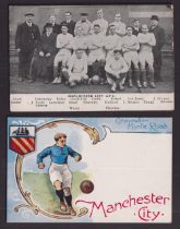 Football postcards, Manchester City, 2 printed cards, one showing Team Group and Officials (undated,