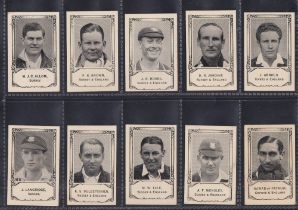 Trade cards, Barratt's, Famous Cricketers (Unnumbered, standard size), ten cards, Allom, Brown,