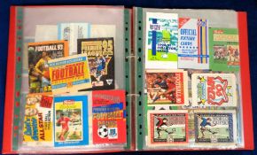 Trade sticker packets, stickers etc, a folder containing 100+ empty trading card & sticker