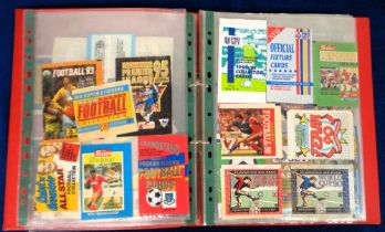 Trade sticker packets, stickers etc, a folder containing 100+ empty trading card & sticker