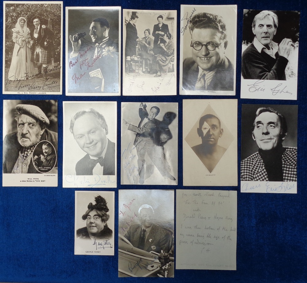 Autographs, a selection of 13 autographs of pre and post WW2 comedy entertainers, with 12 mainly