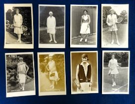 Tennis postcards, selection of 8 photographic cards of female tennis stars, 5 by Trim of Wimbledon