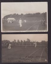 Tennis postcards, a pair of scarce photographic cards from the Cumberland Tournament 1908 & 1910,
