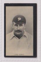 Cigarette card, Smith's Champions of Sport (Red back), Cricket, type card no. 27 Lord Hawke, '