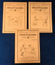 Football programmes, Tottenham Hotspur, three home programmes 1912/13 for games v Crystal Palace,