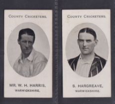 Cigarette card, Taddy, County Cricketers, Warwickshire, two type card, Mr W.H. Harris & S. Hargreave