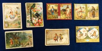 Trade cards, Liebig, six Italian edition sets, Exotic Birds & Flowers S540, Children in Snowballs
