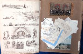 Ephemera, Scrap Book, a Victorian album containing approx. 190 hand drawn pictures (mostly pen and