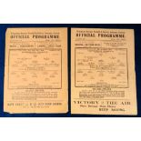 Football programmes, Tottenham Hotspur v Reading, two single sheet programmes, 23 Jan 1943 FLS (